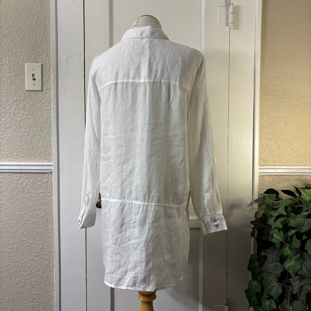 TAHARI 100% Linen White Button Down Shirt - Picture 10 of 14